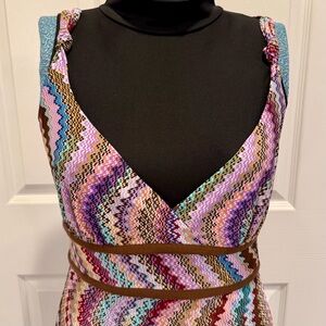 🌈 Bisou Bisou Multicolor Zigzag Chemise | Adjustable Straps | Bold & Flirty 🌈